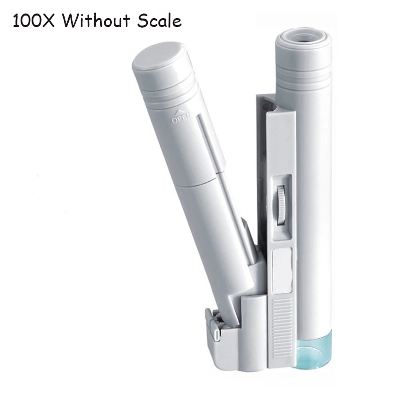 Продажа 40X 80X 100X без весов Карманный микроскоп регулируемый чтение иллюминатор Лупа стекло увеличительное средство со светодиодной подсветкой