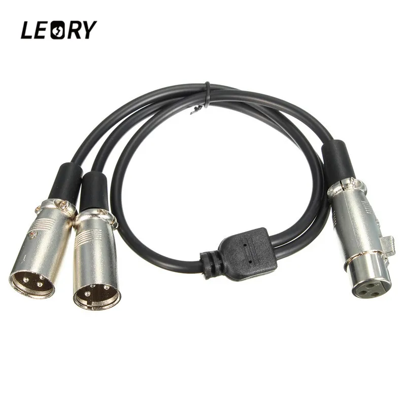 Leory Высокое качество XLR Splitter кабель 3 Булавки XLR Женский до 2x3 Булавки XLR Мужской Аудио Кабель-адаптер разъем провода