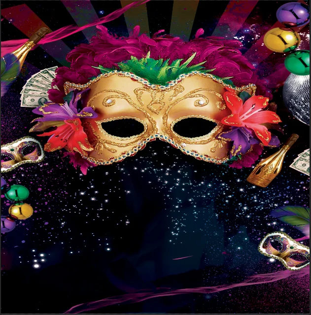 10x10FT Mardi Gras Gold Mask Masquerade Carnival Champagne ...