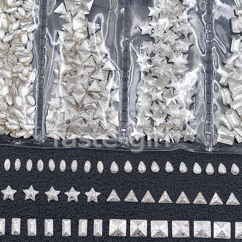 

beauty mixed designs frosted silver metal 3d nail art decoration studs nails accessoires supplies tools new arrival