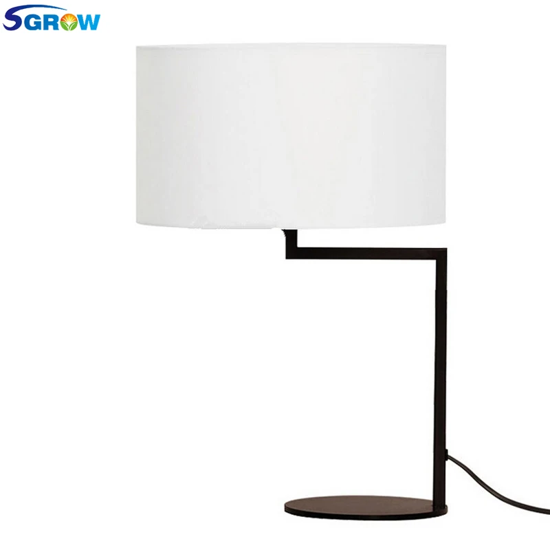 

SGROW Grey Cloth Fabric Table Lamp Light Fixture for Bedroom Dinning Room Living Room Lampara Modern Desk Lamps With E27 Bulb