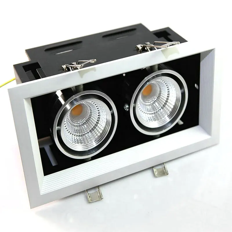 

Free shipping Double Square 2x10W COB LED Downlight all with power Driver 20W COB LED Down Light discount chandelier Ceiling