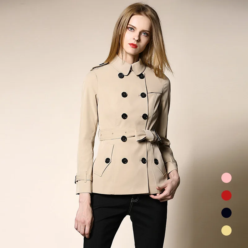 vers Designer kaki Manteau Mince Boutonnage Outwear Rose rose Taille Bleu Tour Kaki Plus De rouge Mode Automne Le Double Bas La Femmes Blousons 2017 Piste qp0Pa0