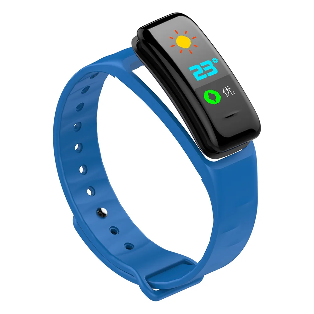 C1 Plus, Bluetooth, цветной экран, умный браслет, кровяное давление, умный Браслет, пульсометр, фитнес-трекер, спортивный, умный Браслет - Цвет: Blue
