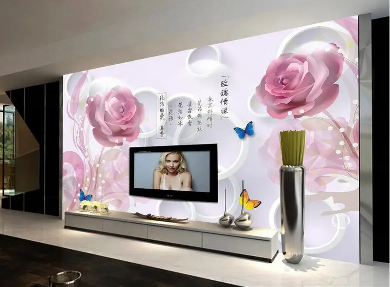 

3d room wallpaper custom mural non-woven picture 3 d Dream rose love TV setting wall painting photo wallpaper for walls 3d