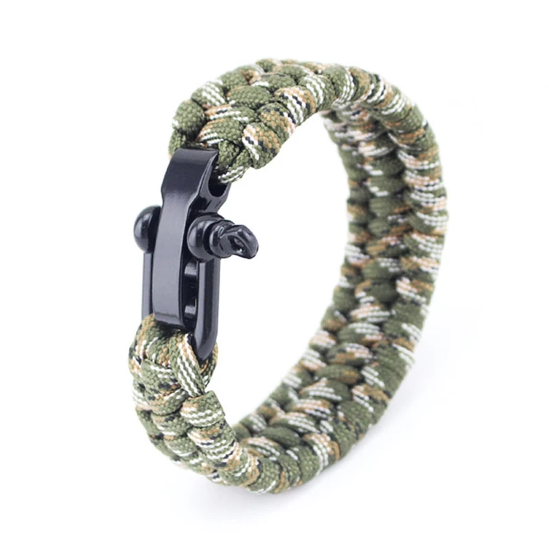 Многофункциональный браслет для кемпинга, пешего туризма, альпинизма, черный плетеный браслет из нержавеющей стали для выживания, очаровательный браслет для мужчин и женщин, ювелирные изделия - Окраска металла: Camouflage