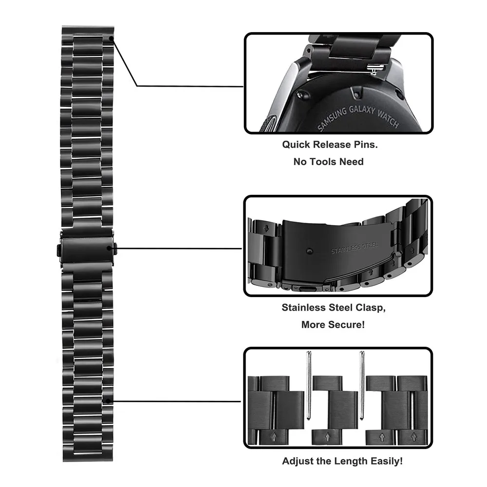 20 мм 22 мм натуральная телячья кожа+ ремешок из нержавеющей стали для samsung Galaxy Watch 42 мм 46 мм ремешок браслет