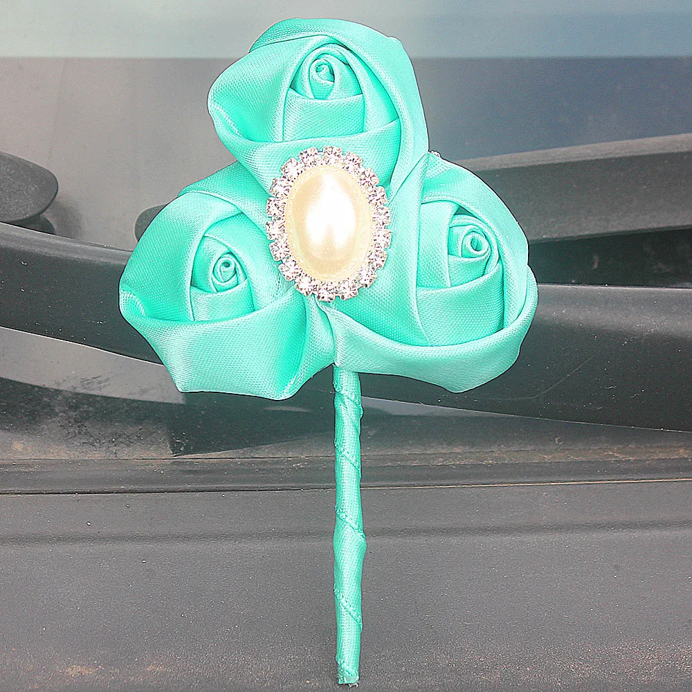 6piece/lot mint green Silk Corsages for Groomsmen Boutonniere Bridal Wedding Flowers Corsage