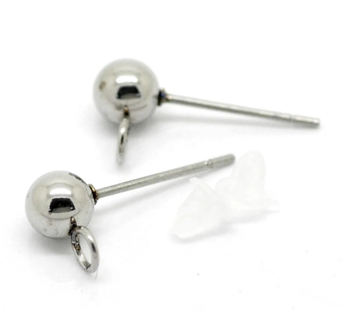 

LASPERAL 6PCs Stainless Steel Earring Post W/Stoppers For Jewelry Making DIY Jewelry Findings Components 17x8mm