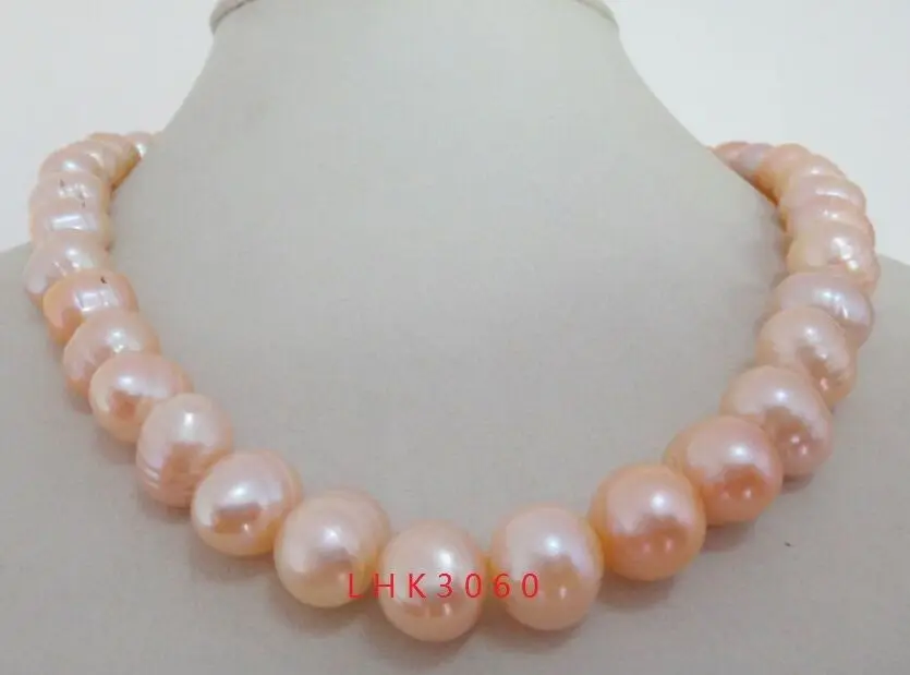 

Free Shipping >>18" AAA 10-12 MM NATURAL SOUTH SEA BAROQUE PINK PEARL NECKLACE MAGNET CLASP