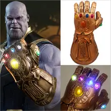New Halloween 1:1 Avengers Infinity War Thanos Infinity Gauntlet LED Light PVC Gloves for Halloween Props drop Ship