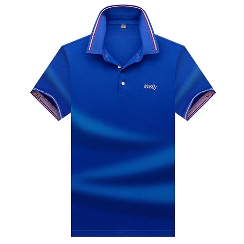 Hommes de POLO Chemises Marque Coton A Manches Courtes Camisas solide broderie Polo Dete Col montant Мужское поло Chemise plus la - Цвет: blue