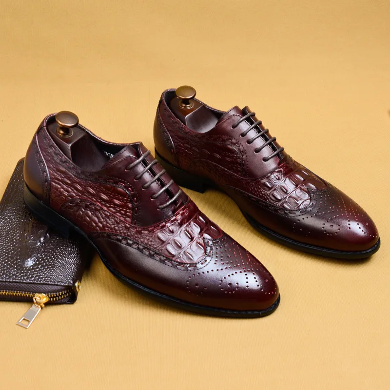De Tallada Primavera Transpirable Zapatos Formal Piel Alta Vaca Verano Calidad Hombres Tinto Los Otoño Negocios Leatherbullock vino Negro q77rxE0
