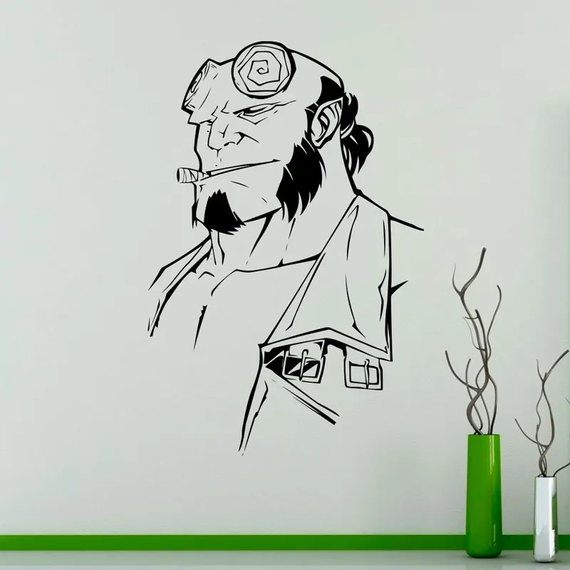 

Hellboy Comic Vinyl Decal Superhero Wall Sticker Home Interior Movie Cartoon Wall Graphics Teen Boy Bedroom Decor SP45