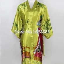 Высокое качество Зеленый китайский Для женщин шелковый халат пижамы короткие сексуальное женское белье кимоно платье Pijama плюс Размеры размеры s m l xl XXL, XXXL NR033
