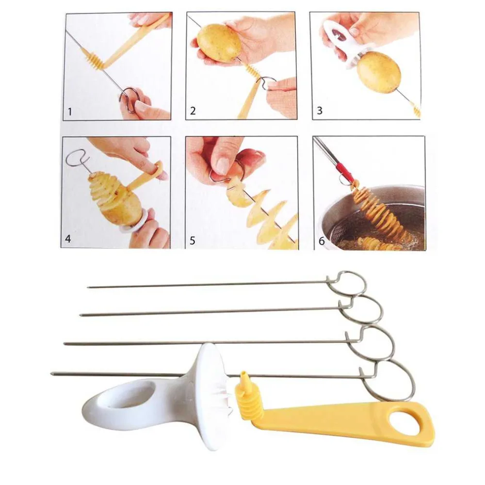 1PC Stainless Steel Rotating Potato Slicer Manual Roller Potato Slice