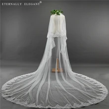 Новая одежда для маленькой девочки 2 слои, свадебная фата 3,5 М длинные гребень кружевная Мантилья соборный свадебный свадебные аксессуары, Фата Свадебные вуали Veu De Noiva EE5003