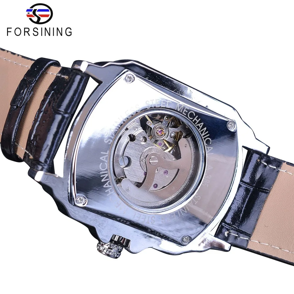 Cena Forsining retro classic biała tarcza niebieskie dłonie przezroczysty automatyczny szkielet zegarek męskie zegarki mechaniczne Top marka luksusowe