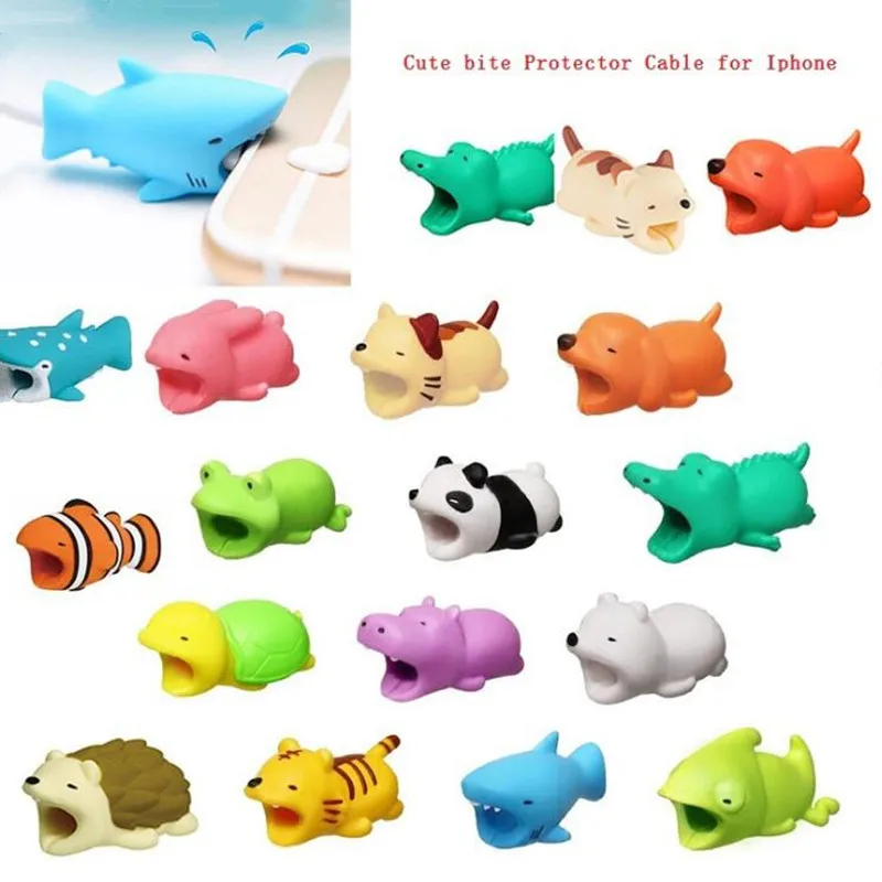 

1 PC Cable bite Protector for Iphone cable Winder Phone holder Accessory chompers rabbit dog cat Animal doll model funny toys