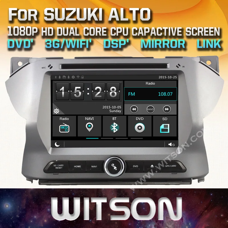 WITSON factory price!!car dvd for SUZUKI ALTO stereo navigation Capacitive Touch Screen+Mirror 