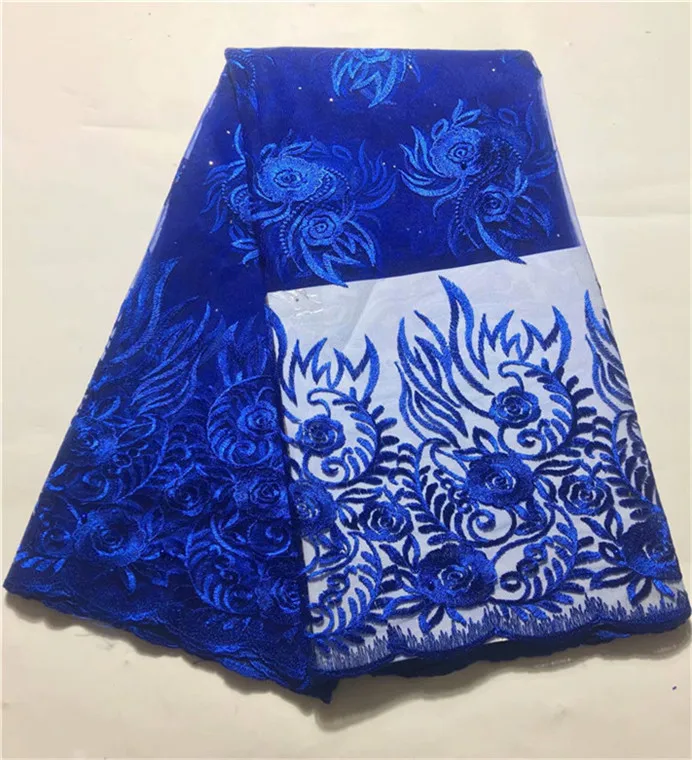 

Embroidery-Beads African Green High Quality French Tulle Lace Fabric 2019 New Arrival African Beaded Lace Fabric Royal Blue