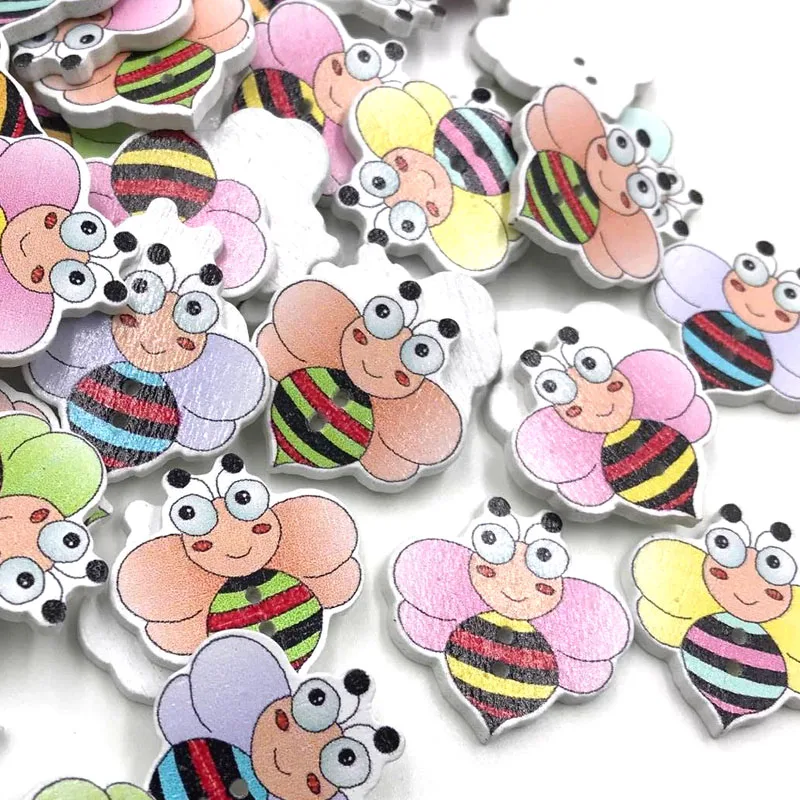 

10/50/100pc Mix Animals Bee kid's/ Baby Wood Button DIY Craft Sewing WB402