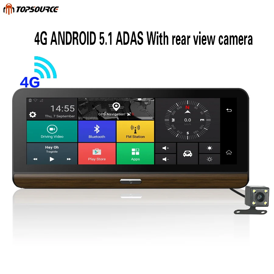 TOPSOURCE 4G Suppor Автомобильный видеорегистратор с поддержкой плюс 7,8 дюймов Android 5,1 gps BT Dash Cam Регистратор Видео рекордер Видео Enregistre - Название цвета: 4GTS25 Cam