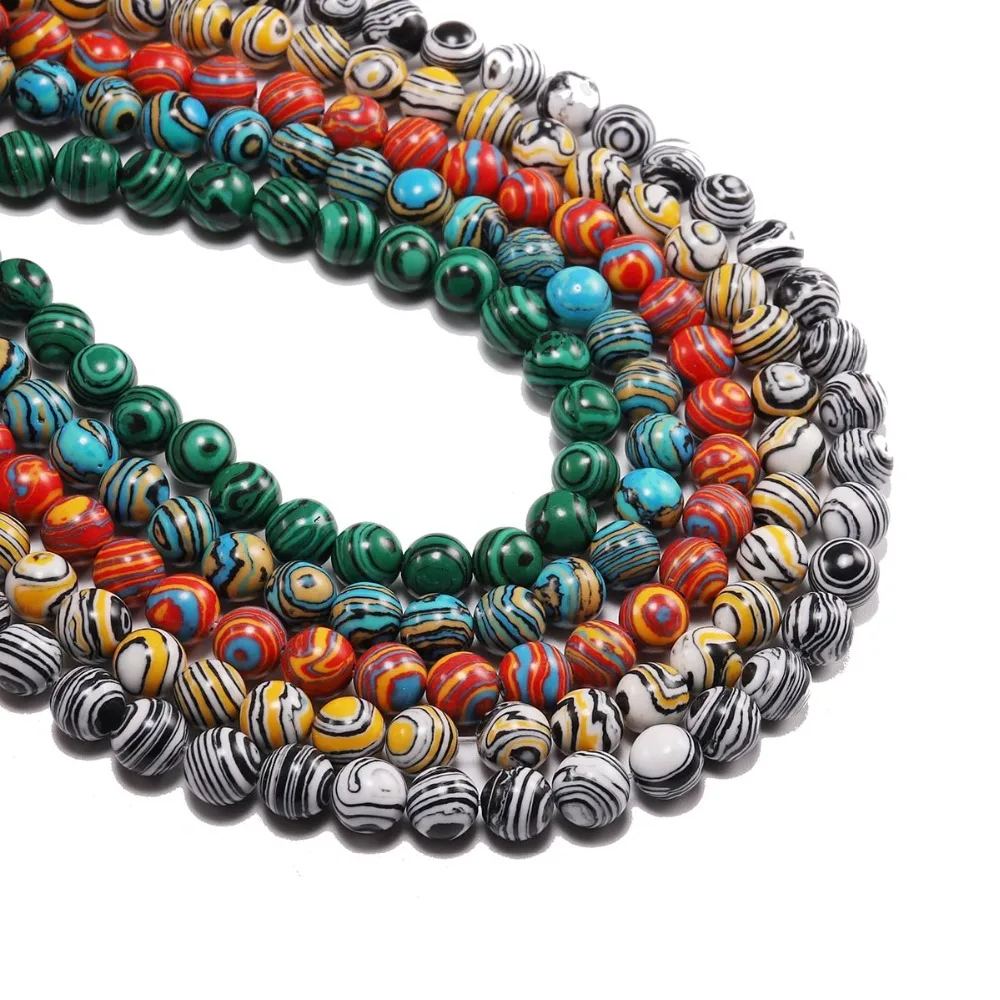 

1strand/lot 4 6 8 10 12 mm Striped Malachite Stone Beads Round Loose Spacer Charm Bead For Jewelry Making DIY Necklace Bracelet