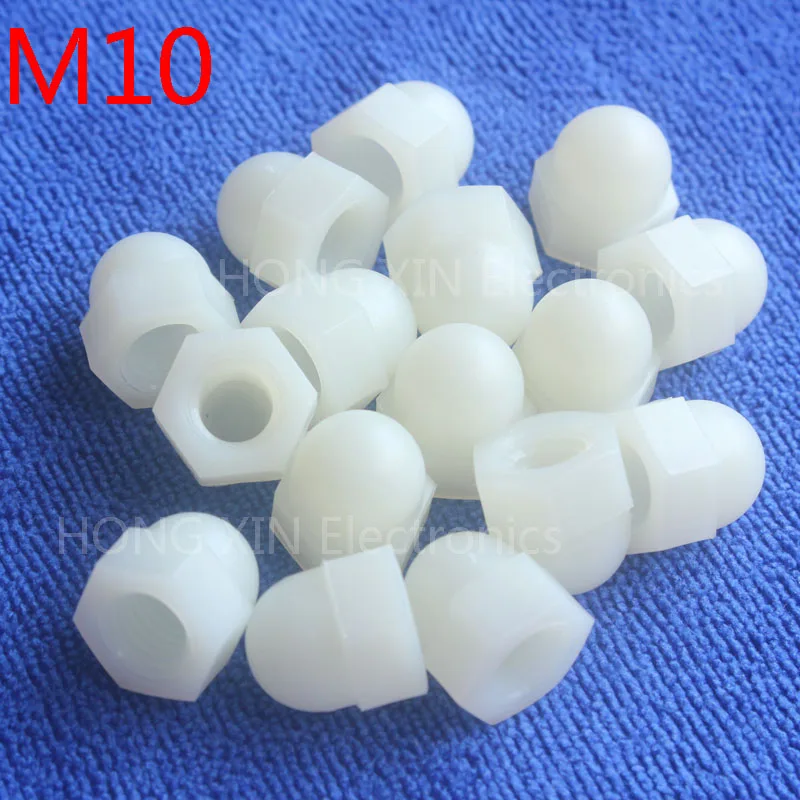 M10 1 pcs white Nylon acorn nuts /10mm Protection Dome Head hex Cover
