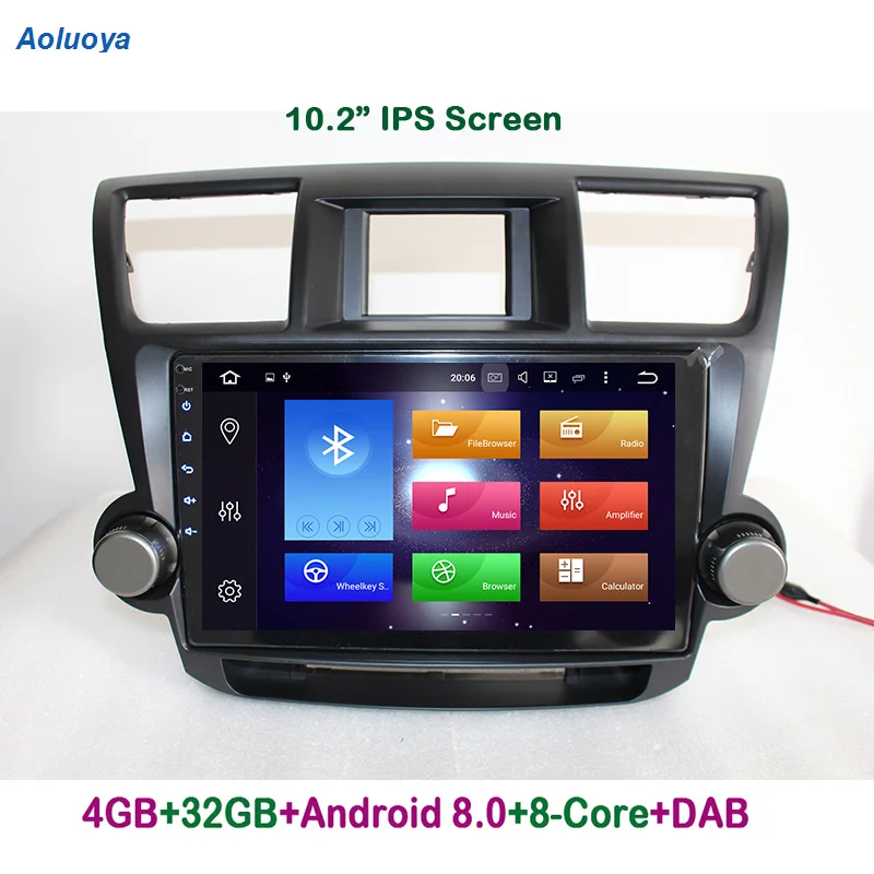 

Aoluoya IPS RAM 4GB Octa-Core Android 8.0 CAR Radio DVD GPS Navigation For Toyota Highlander 2009-2014 Audio multimedia WIFI DAB