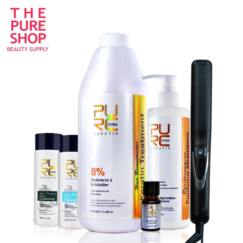 8% formalin keratin and 300ml purifying shampoo and daily shampoo conditioner