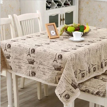 

New arrival Europe style a small crown linen cotton table cloth Universal fabric Christmas rectangular tablecloth hot sale