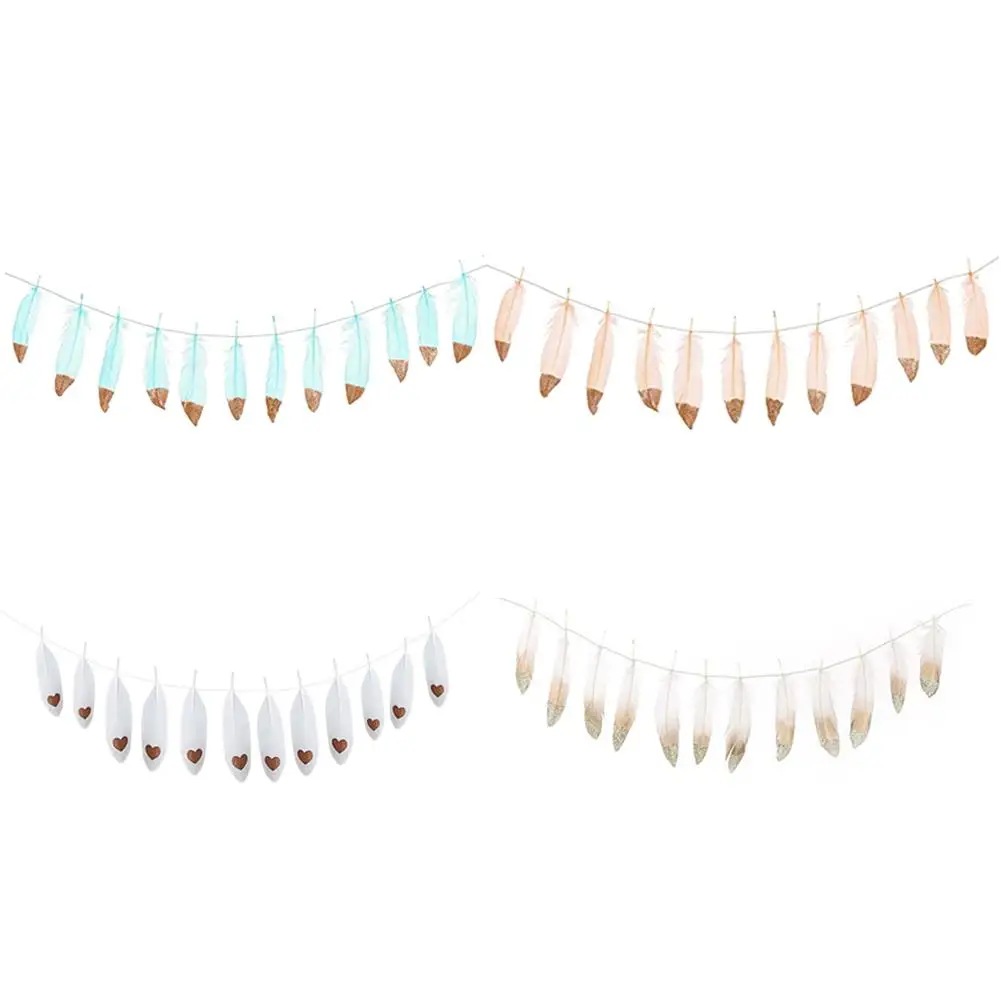 

INS Indian Style Glittering Feather Birthday Party Decoration Banners Garland