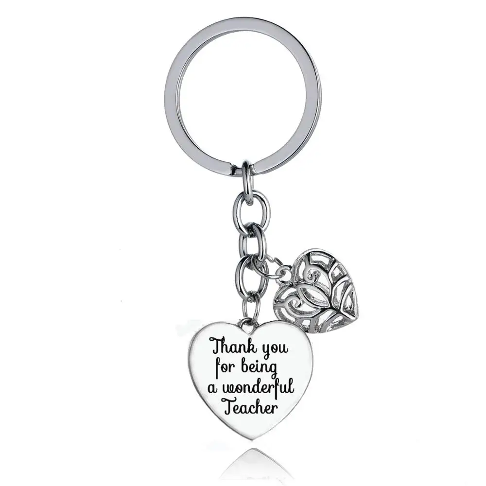 

12PC Wholesale Thank You For Being A Wonderful Teacher Keychain School Women Men Teachers Charm Keyring Teacher's Day Jewelry