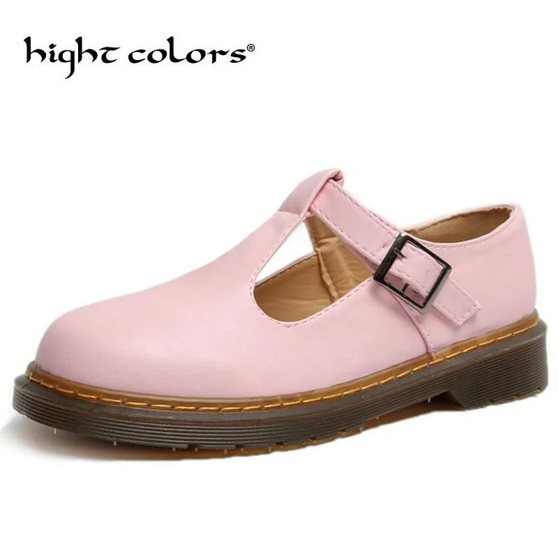 

2019 New Women Shoes Vintage Solid Loafers Shoes Round Toe Platform Flat Buckle Strap Casual Shoes Female Single Shoes