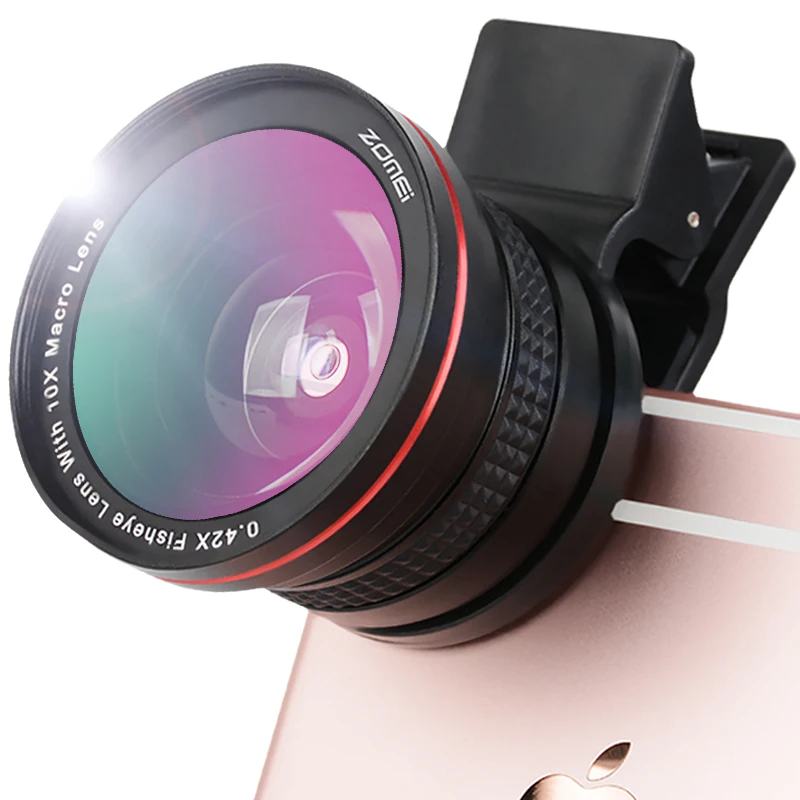 ZOMEi 37 мм Универсальный объектив камера телефон объектив Комплект 0.45x широкоугольный объектив+ макро объектив+ 0.42X Рыбий глаз объектив для iPhone 6/6s plus/5S