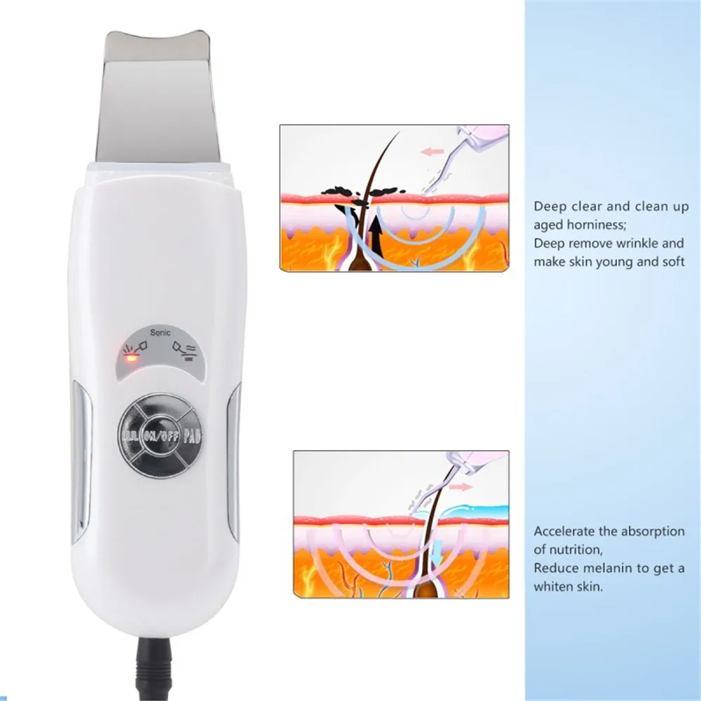 Facial dos Poros dos Cuidados com a Pele da Acne do Cravo do Líquido de Limpeza da Pele da Vibração Limpeza Líquido Pele Vibração Ultrassônica-massagem Facial Esfoliante Máquina Feecy do de da 8 a pele da acne do cravo do