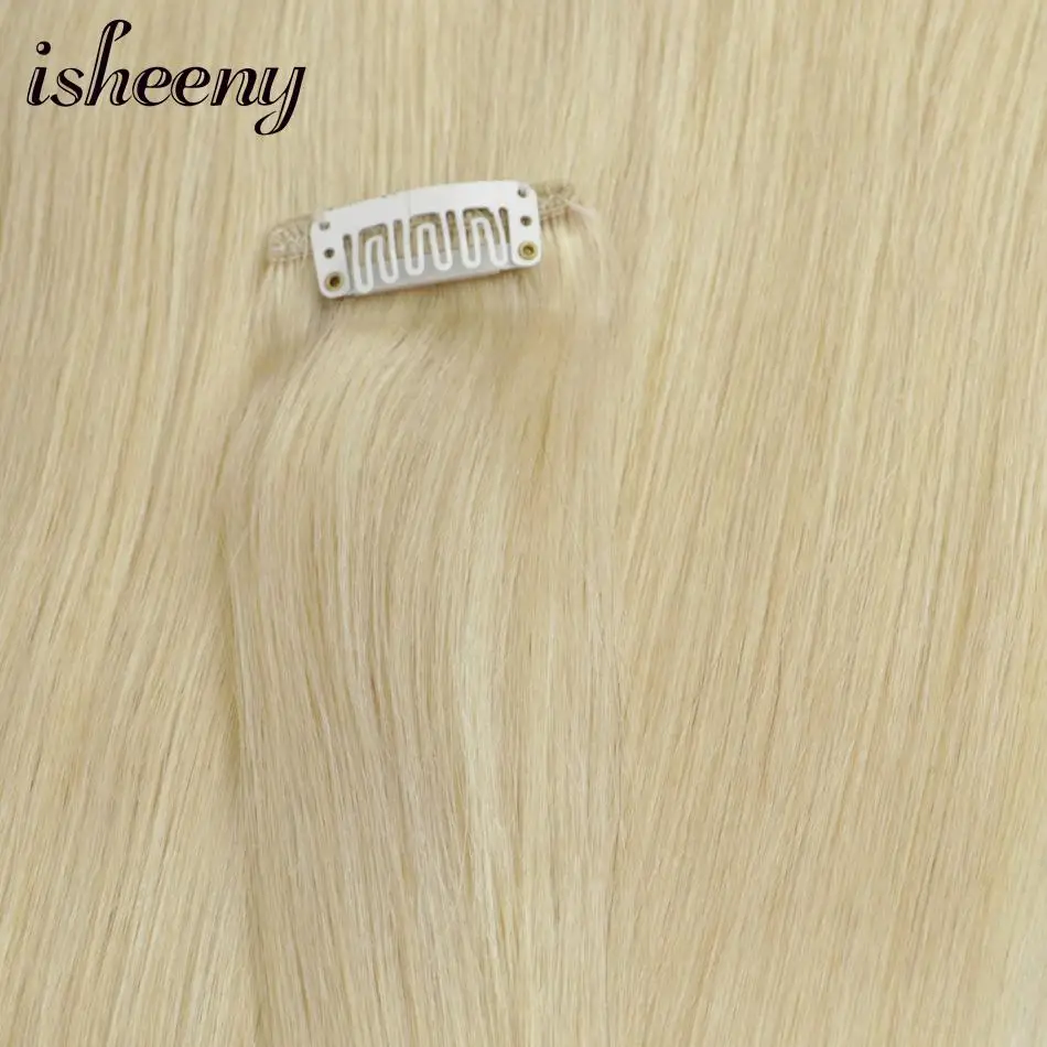 Isheeny 1"-22" человеческих волос клип в наращивание волос 7 шт./компл. 613# блондин человеческие волосы прямые волосы