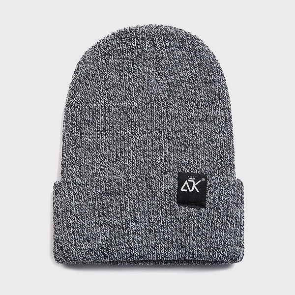 Letter ADK Knitted Hat Women Winter Warm Casual Acrylic Hat Crochet Ski Beanie Hat Female Men Soft Baggy Crimping Hip Hop Cap - Color: Dark grey