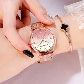 

Relogio Feminino Hannah Martin Fashion Rose Gold Watch for Women Luxury Geneva Designer Clock Ladies Elegant Pink Watch relogio
