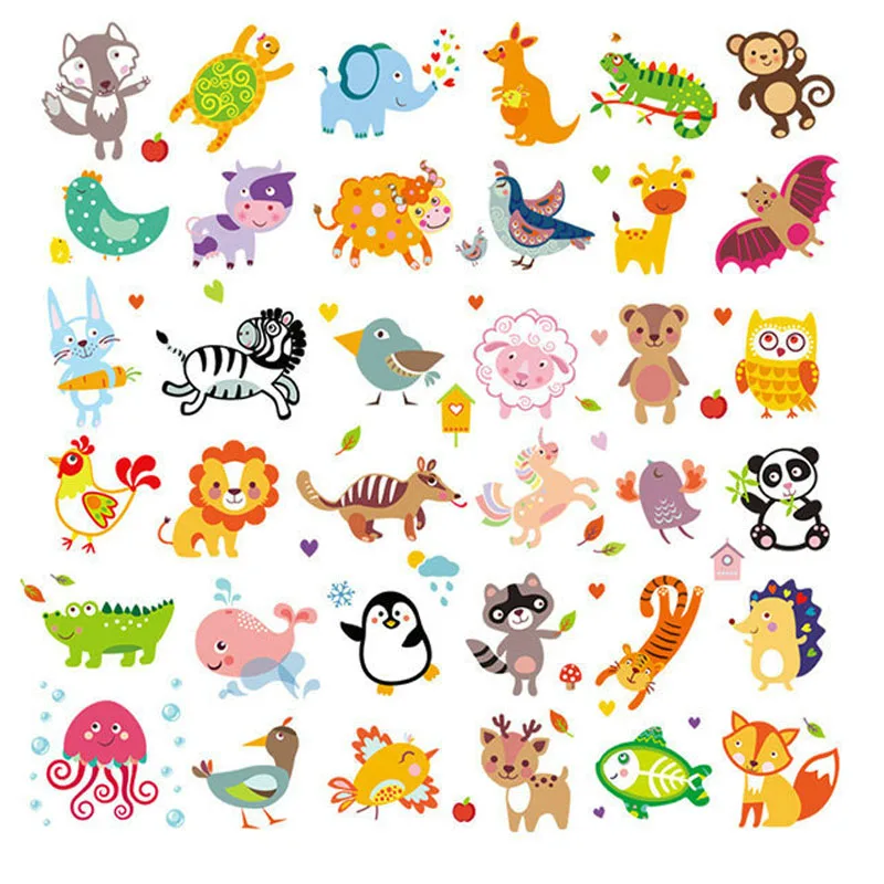 

1 sheet DIY Heat Transfer Patches for Clothing Applique Baby Clothes Decoration Cute Cartoon Animal Combination Iron on Patches