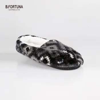 

B.FORTUNA man's Autumn Winter print pattern warm cosy soft slippers home wearing shoes