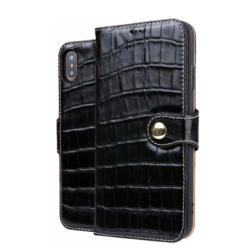 

CKHB Phone Leather Case For iPhone XS XR XS Max Crocodile Wallet style Flip Case For iPhone XS Max 7 8 Plus Cases&bag