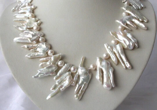 

RHJ0079 baroque white keshi reborn freshwater pearl necklace
