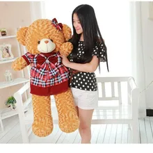 Огромный 125 см Красивая бордовая юбка коричневый плюшевый медведь плюшевая игрушка медведь кукла, обнимающая подушка, Рождественский подарок w3859
