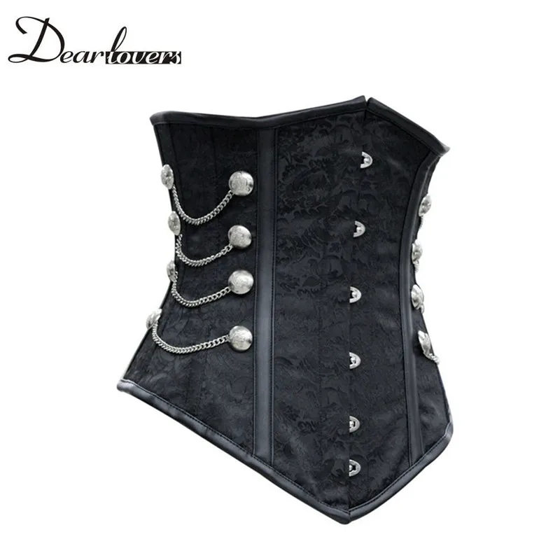 Dear lover 2017 Gothic Waist Cincher Corselets Corsets, Noble Black Satin Underbust Corset with