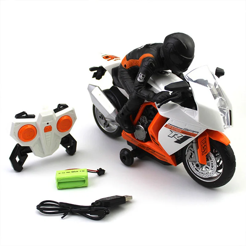 2,4 Ghz Rc мотоцикл трюк Дрифт Музыка Светодиодный светильник Rc игрушки, модели мотоциклов дистанционное управление моторные игрушки для детей подарок - Цвет: Black