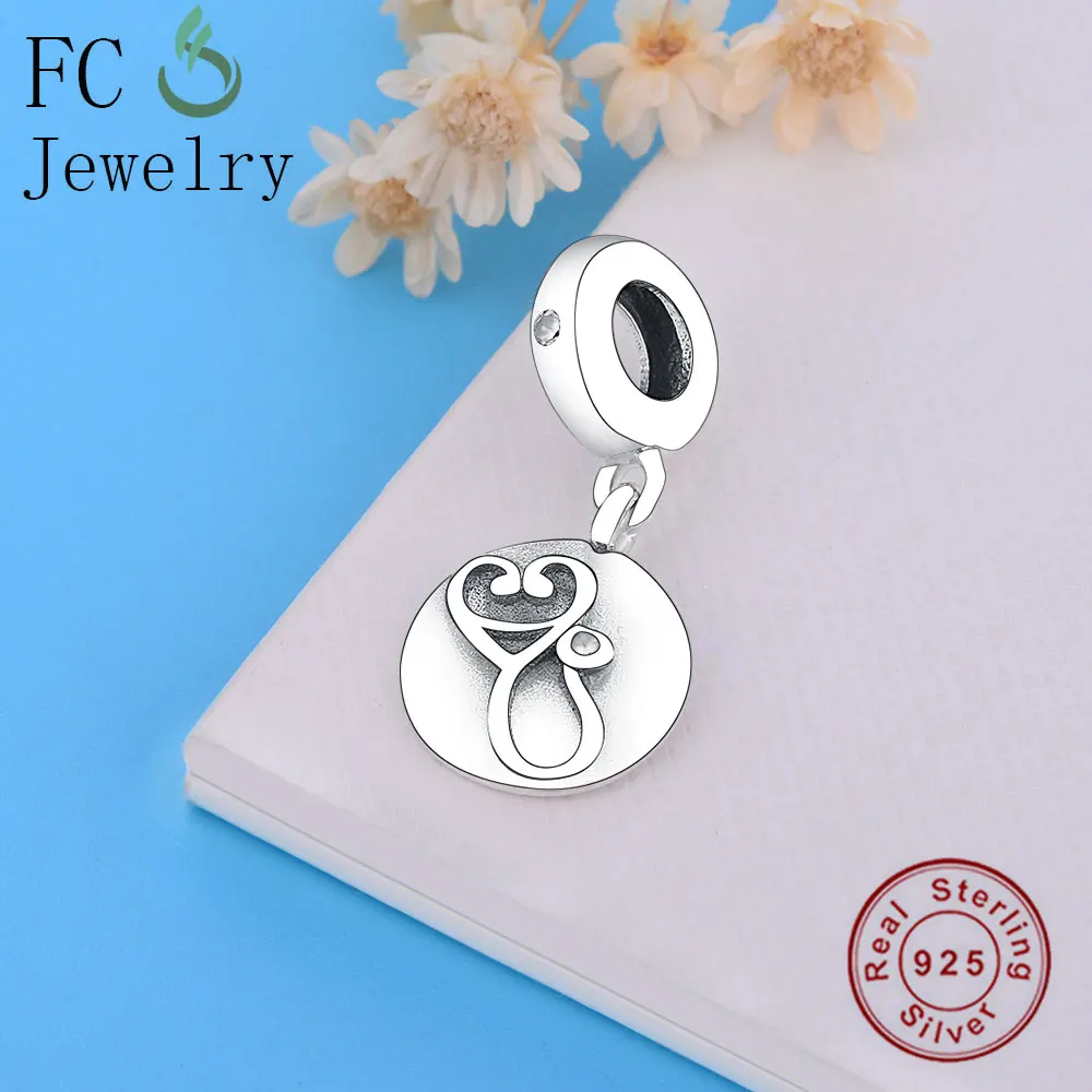 Fit Charms Браслет Оригинальный 925 пробы Серебряный стетоскоп болтается Шарм для