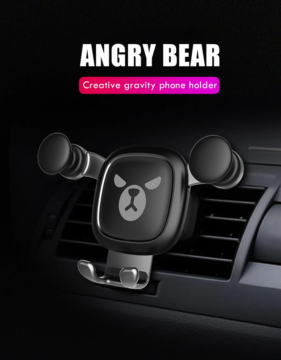 Universal Cute Cartoon Gravity Bracket Car Phone Stand Holder Air Vent 360 Degree Rotation For Huawei iphone X 8 7 Phone Support (1)