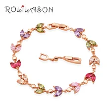 ROLILASON Top selling Color Crystal Gold Tone Luxury Bracelets for Girls Health Zircon Fashion Jewelry TB512